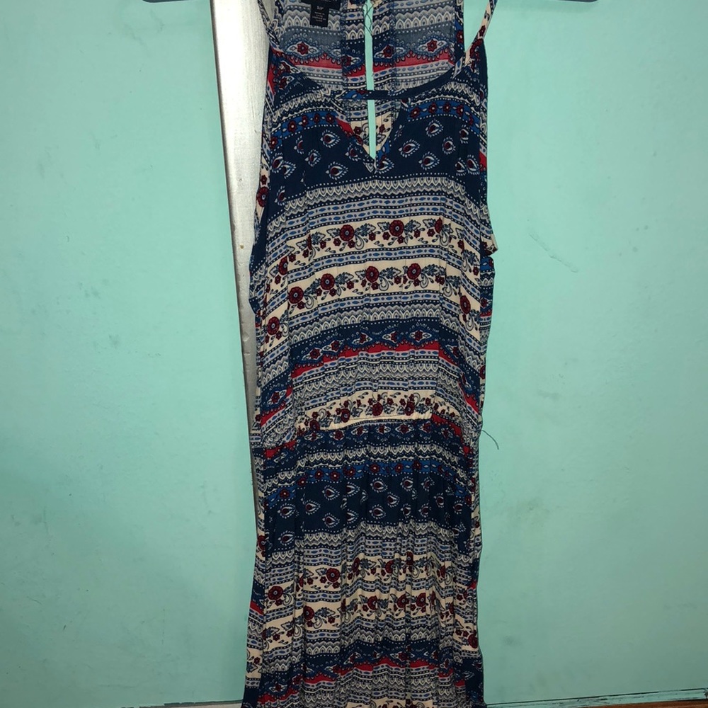 Aero blue/red multi print dress